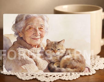 Celebrate Aging - Grandma | 12 Watercolor Illustrations | Digital Designs 300 DPI  PNG