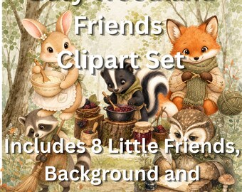 Busy Woodland Friends | 8 Forest Creature Illustrations (Digital Download)