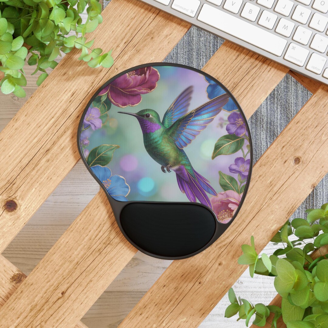 Hummingbird Mouse Hummingbird Floral Mouse Pad With Wrist Rest | Garden Desk Accessory ...