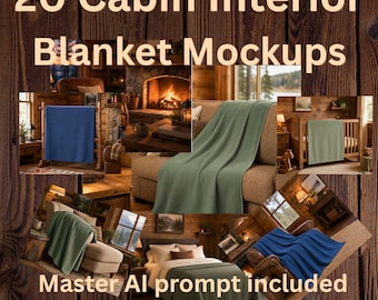 20 Cabin Blanket Mockups for POD