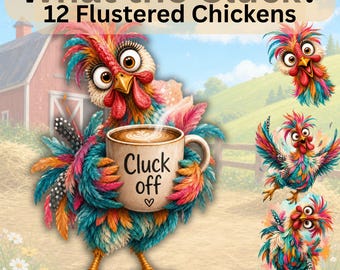 What the Cluck? | 12 Flustered Chicken Illustrations (Digital Download)