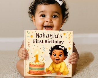 Livre personnalisé pour le premier anniversaire, livre d'histoires personnalisé pour bébé avec nom, cadeau 1er anniversaire pour garçon et fille, souvenir de bébé personnalisé