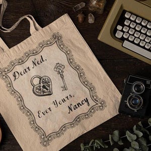 Nancy Drew Canvas Tote Bag: Love Letter, Vintage Lock & Key