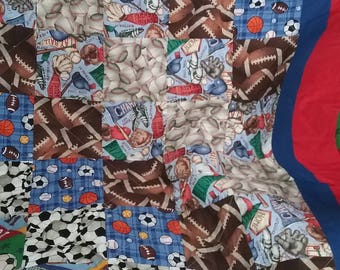 Sport Theme Quilt with one Pillowcase