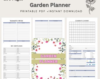 Printable Garden Planner: Digital Gardening Journal & Layout Organizer (PDF Download)
