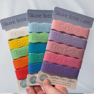Silicone Water Bottle Labels, Waterproof Wavy Bands, Labels for Baby Bottles, Cups, Tumblers, Thermos, Reusable Name Label, Shower Gift