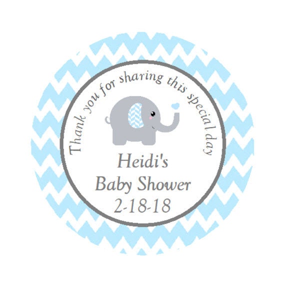Yellow Elephant Baby Shower 20 Personalized Round Stickers 2/" Inches