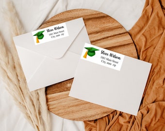 Graduation Return Address Labels | Class of 2024 Return Address Stickers | Thank You cards or Invitations | Many Colors Available