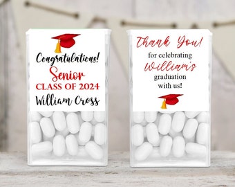 Graduation Class of 2024 Stickers | fits on Tic Tac® mints | Personalized Grad Cap Party Favors |  Breath Mint Congratulations favors