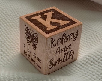 Personalized Baby Block, Wood Bock for New Baby, Baby Gift or Ornament, Gift for New Mom or Parents of Newborn,