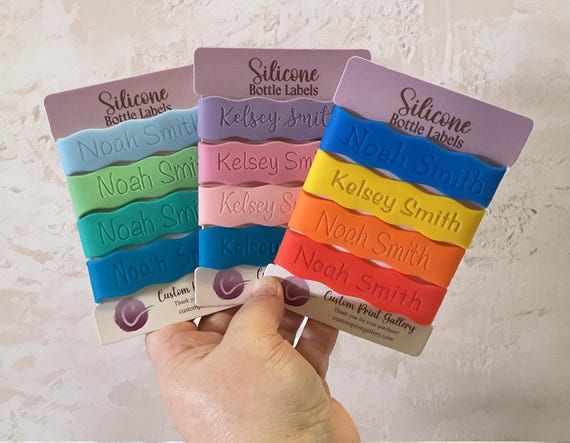 Silicone Water Bottle Labels, Waterproof Wavy Bands, Labels