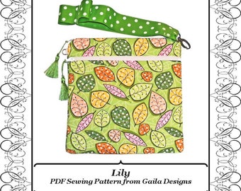 iPad Mini PDF Pattern Cover for Kindle Fire Nook 7" tablets eReader square case with wristlet, zipper pocket, padding, lined "Lily"
