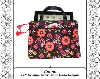 iPad 1, 2, 3or 4, iPad Air 1,2, iPad Pro 9.7" case cover PDF sewing pattern tablet Kindle HD 10" padded handles zipper pocket "Emma"