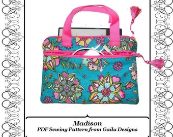 EReader Kindle case cover PDF sewing pattern Nook Sony Kobo reader handles padded fully lined zipper "Madison"
