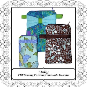 PDF Sewing Pattern, iPhone 4-7, iPhone 6+, 7+ and other gadget case with zipper, 3 sizes, 3 style variations &quot;Molly&quot;