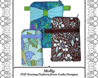 PDF Sewing Pattern, iPhone 4-7, iPhone 6+, 7+ and other gadget case with zipper, 3 sizes, 3 style variations "Molly"