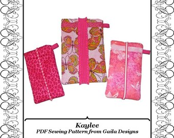 PDF Sewing Pattern iPhone 4-7, iPhone 6+, 7+ cover Camera Case iPod sleeve padded 3 sizes with or without pocket "Kaylee"