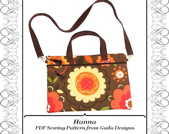 PDF Sewing Pattern iPad Pro, Laptop, notebook, case cover with pocket zipper handles and shoulder strap fully lined "Hanna"