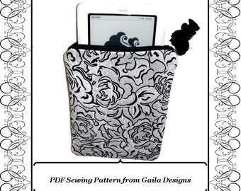 PDF Sewing Pattern Kindle, Kindle Fire, Nook, Nook color, Sony, Kobo eReader  case cover with zipper, padding, fully lined "Claire"