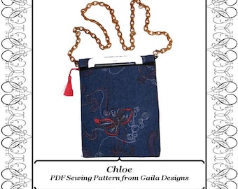 iPad Mini PDF Sewing Pattern Kindle Fire 7" Samsung Galaxy Tab 7" Nook eReader case cover zipper shoulder strap lined "Chloe"