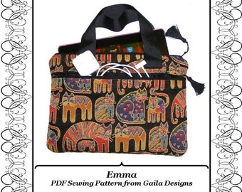 Kindle Fire HD Cover case PDF Sewing Pattern Samsung Galaxy Tab 10" sleeve for full size tablets with pocket zipper handles "Emma"