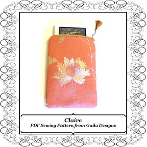 PDF Sewing Pattern iPad Mini, Kindle Fire, Nook, Nook color, Sony, Kobo case cover with zipper, padding, fully lined Claire image 1