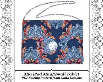 iPad Mini small tablet case cover flap and closure variations PDF sewing pattern padded "Mia"