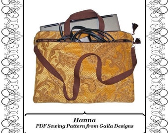 PDF Sewing Pattern iPad Pro, Laptop, notebook, case cover with pocket, zipper, handles and shoulder strap fully lined "Hanna"