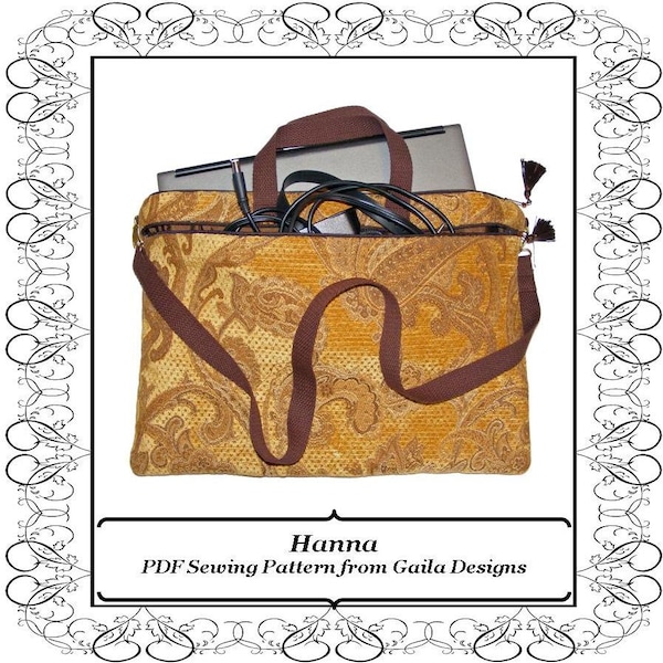 PDF Sewing Pattern iPad Pro, Laptop, notebook, case cover with pocket, zipper, handles and shoulder strap fully lined "Hanna"