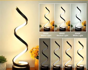 Moderne Spiral-LED-Schreibtischlampe | USB aufladbare Touch Control dimmbare Nachtlicht | Nachttischlampe für Schlafzimmer, Büro & Wohnkultur