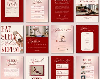 Pilates Instagram Templates: Pilates Social Media Pack for Coaches Instructors