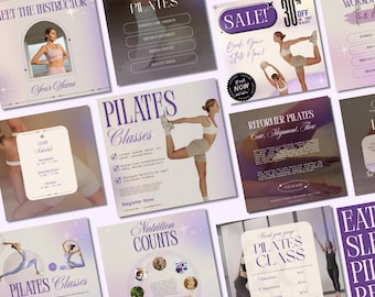 Plantillas de Instagram para Pilates: Paquete de recursos para redes sociales de Pilates para instructores