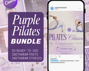 Pilates Instagram Templates | Pilates Social Media Posts & Stories | Canva Bundle