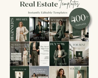400+ Real Estate Templates | Social Media Marketing Templates | Canva Editable Bundle