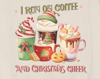 Je cours avec du café et un sweatshirt de Noël | Ras du cou des Fêtes pour amateurs de latte | Joli cadeau de Noël douillet | Tenue festive pour un bar à café