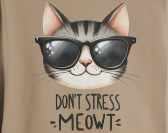 Sudadera con capucha "Don't Stress Meowt Cat" / Regalo divertido para amantes de los gatos / Suéter acogedor para las vacaciones de invierno / Suéter lindo para mamá gata para mujeres y amantes de las mascotas