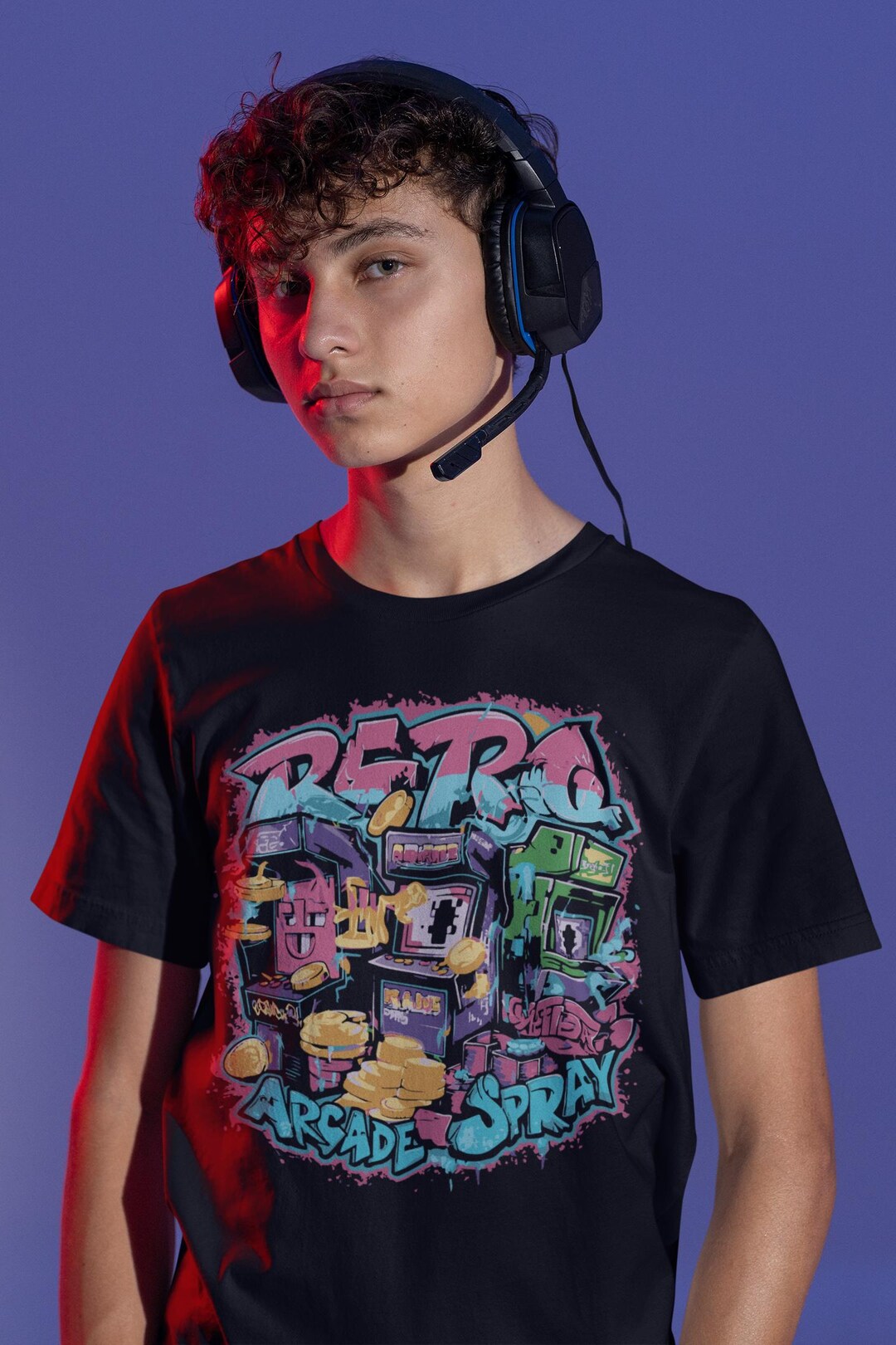 Retro Arcade Gamer Shirt | Graffiti Gaming Tee | Vintage Video Game T ...