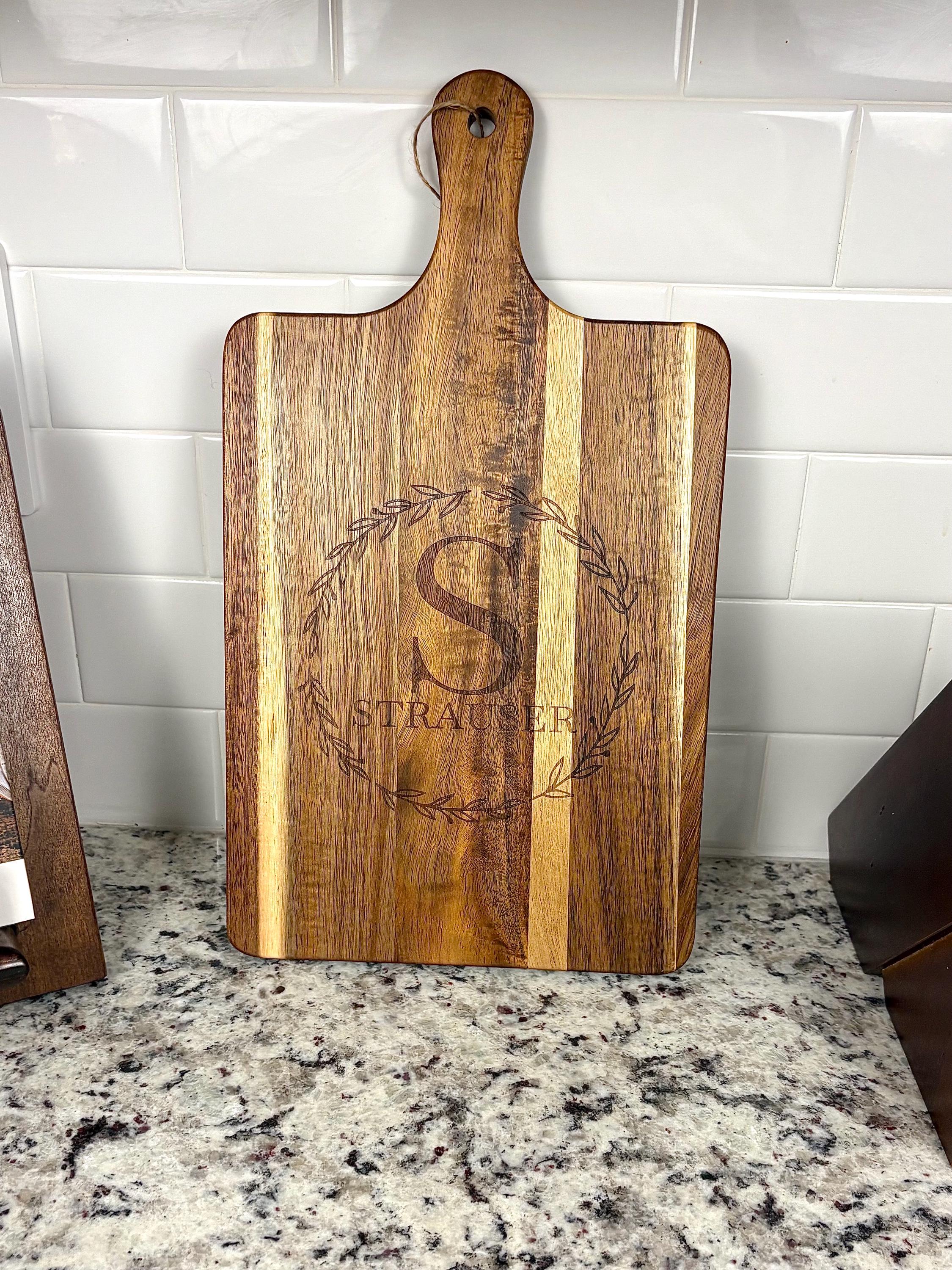 Personalized Acacia Wood Cutting Board | Custom Engraved Charcuterie ...