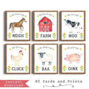 Farm Nursery Wall Art - 8x10 Print Set for Instant Download