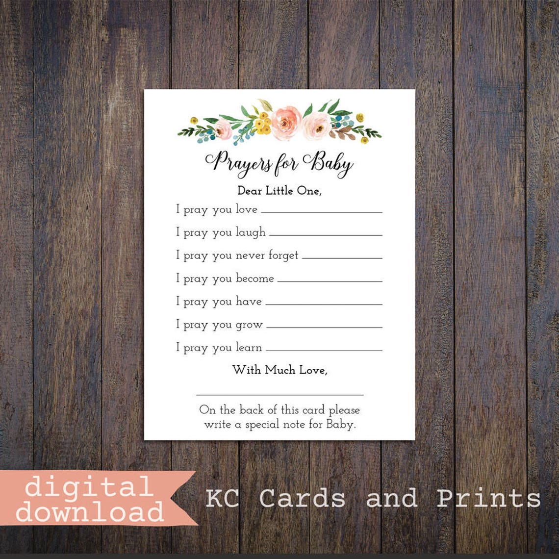 Prayers for Baby Printable Cards Baby Prayer Cards Digital | Etsy