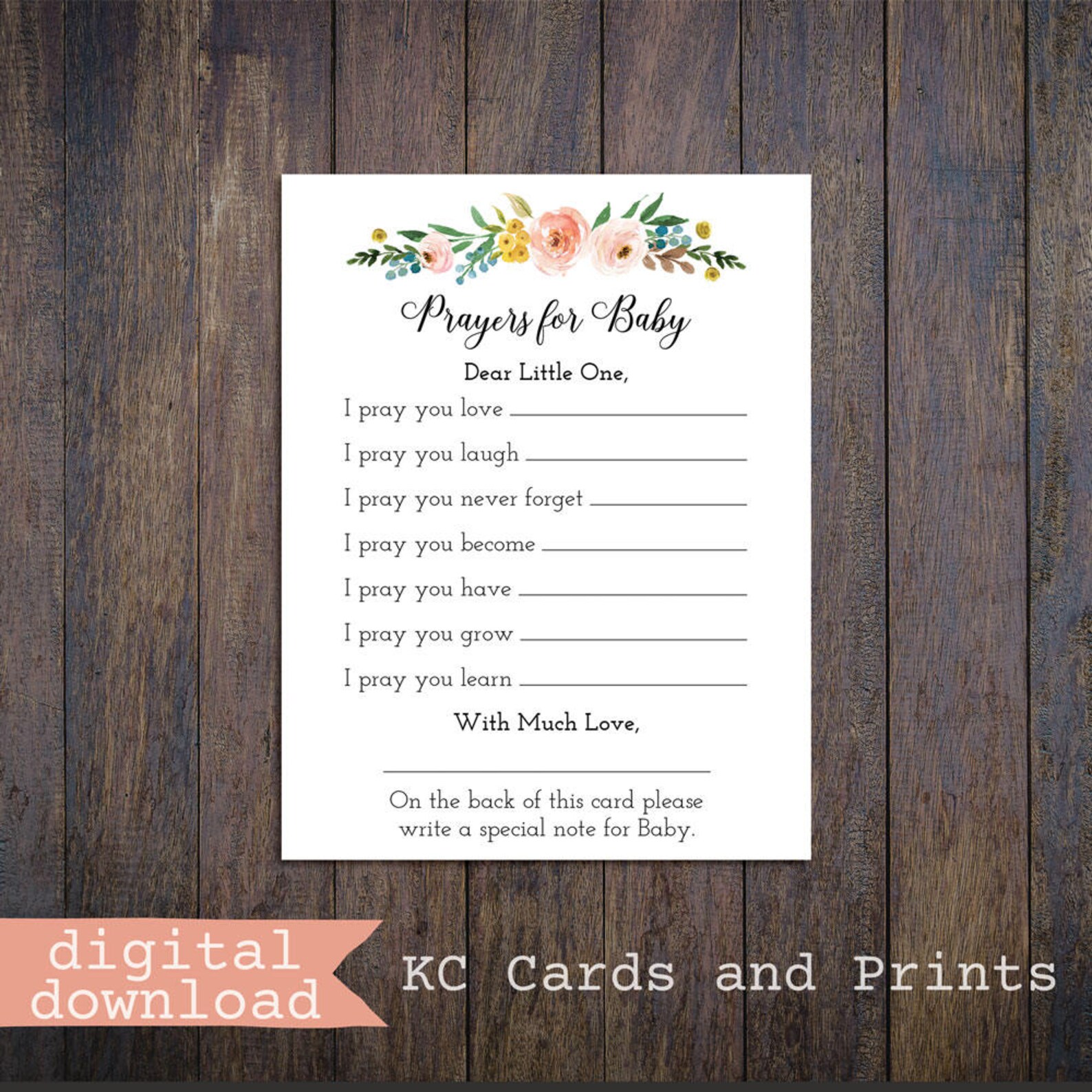 Prayers for Baby Printable Cards Baby Prayer Cards Digital | Etsy