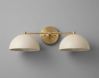 Bathroom Sconce Vanity Light Fixtures: Dual Dome Brass Vanity Lights Wall Sconces