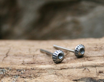 Tiny Barnacle Post earrings in Sterling Silver. Stud earrings. Barnacle Collection Silversmith metalwork boho. Handmade.