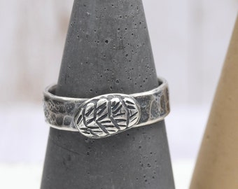 Chiton Sterling Ring Band - MADE TO ORDER - Sterling Silver forged hammered