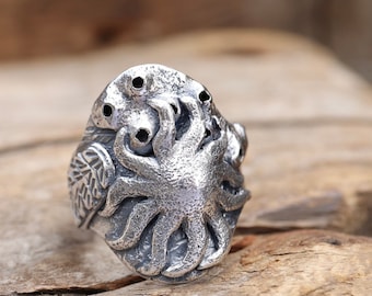 Size 6.75-8.75 Sunflower Sea Star Hand formed Tidepool Saddle Ring in Sterling Silver - Tiny Tidepools Collection by SweetSilver Silversmith