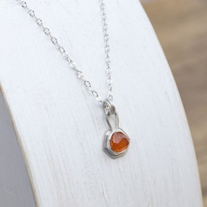 Orange Spessartine Garnet and Sterling Silver Necklace. Raw Natural gemstone Layering. Silversmith handmade metalwork image 6