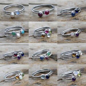 SIX Birthstone Stacking Rings. Mom Jewelry, Mommy Rings, Stackers, Gemstones and Sterling Silver. Made To Order Custom Mommy Rings. image 3