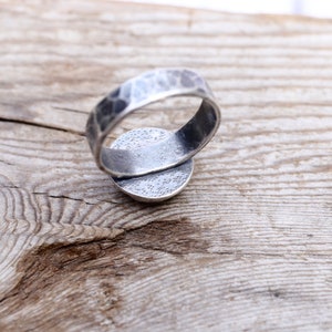 Coin Pearl Wide Band Ring MADE TO ORDER Sterling Silver forged hammered June birthstone image 5