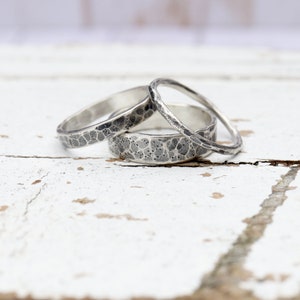 Substrate Textured Sterling Ring Band MADE TO ORDER Sterling Silver forged hammered image 7