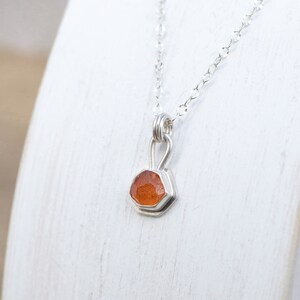 Orange Spessartine Garnet and Sterling Silver Necklace. Raw Natural gemstone Layering. Silversmith handmade metalwork image 5